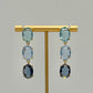3 Drop Oval Crystal Earrings - Blue