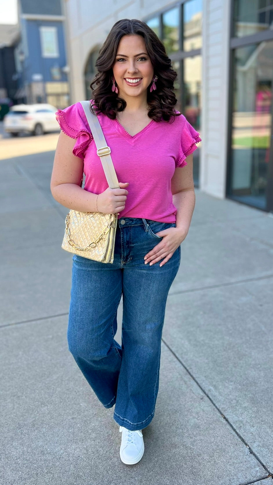 Another Love Petal Sleeve Tee - Pink