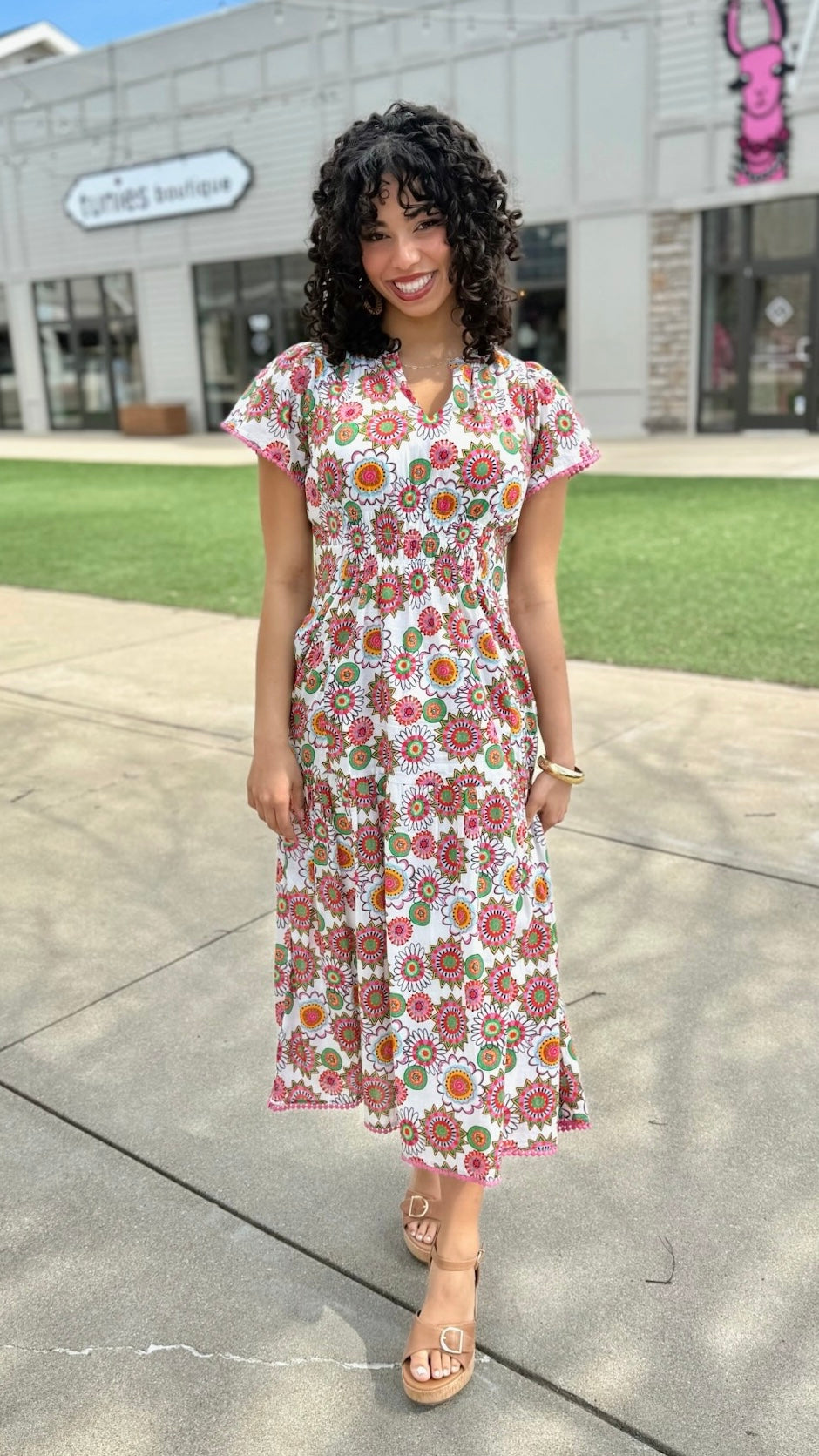 Uncle Frank Shirred Front Dress - Multi