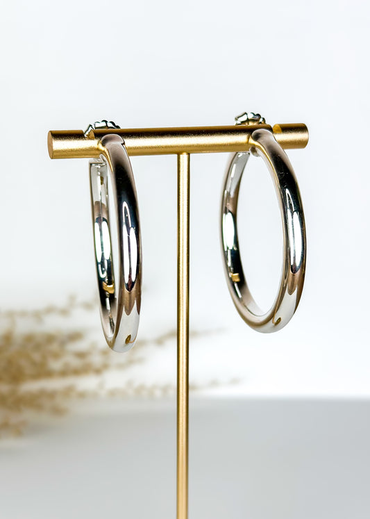 Simon Sebbag Silver Classic Hoop Earrings - Medium