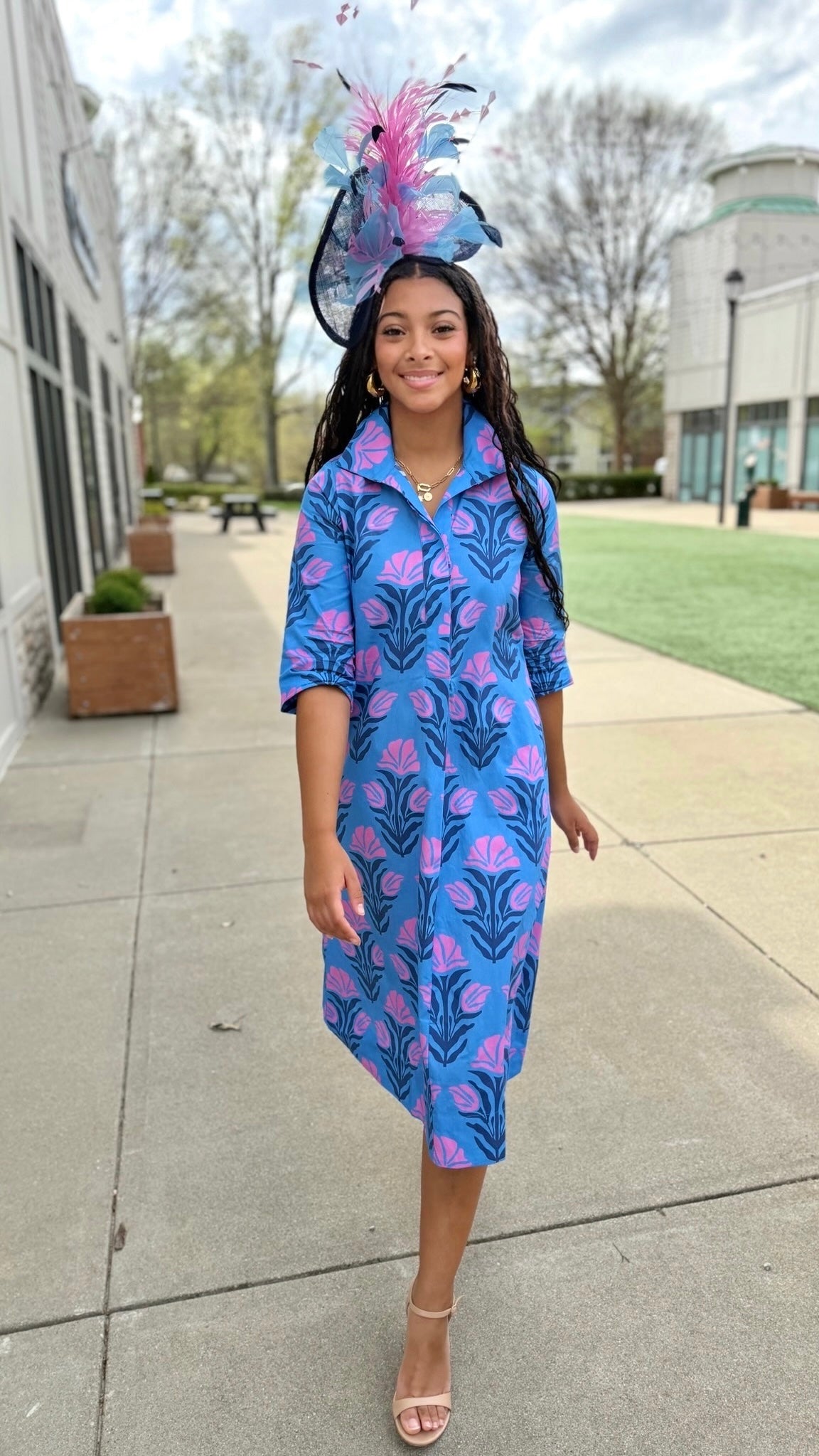 Katherine Swing Shift Dress - Sky