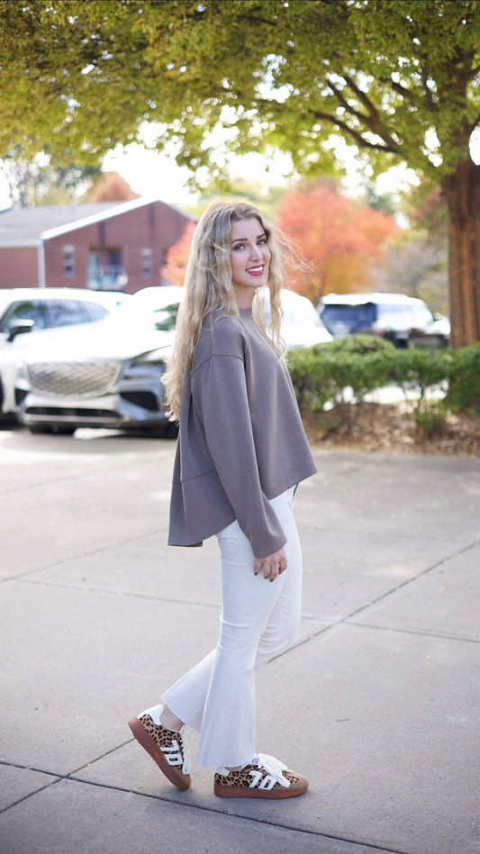 Claire Pleat Pullover - Mocha