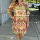 Harvest Green Paisley Ruffle Neck Dress