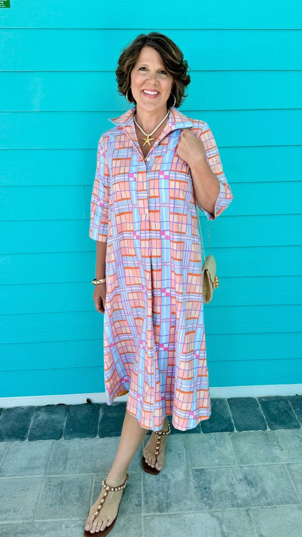 Uncle Frank Plaid Midi Swing Dress - Multi