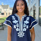 Addison Flutter Sleeve Top - Navy