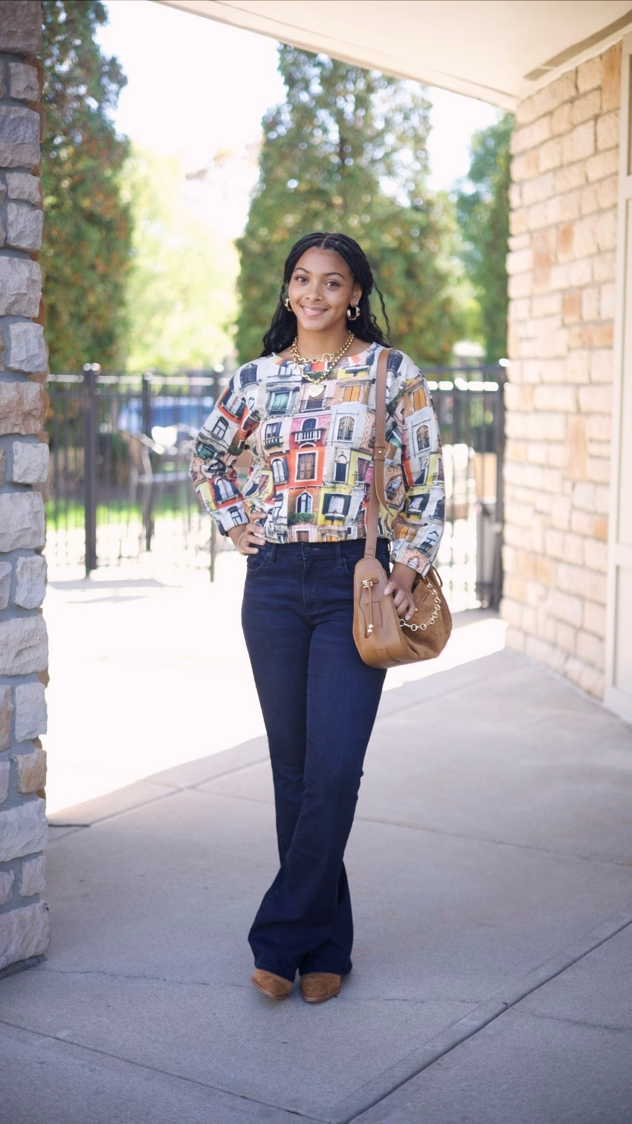 Ivy Jane Popover Novelty Knit Top - Windows