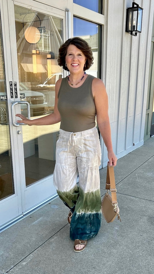 XCVI Terraced Wide Leg Pant - Khaki Blend
