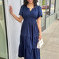 Nora Cinch Waist Dress - Navy