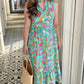Tabi Swirl Midi Dress - Aqua Multi