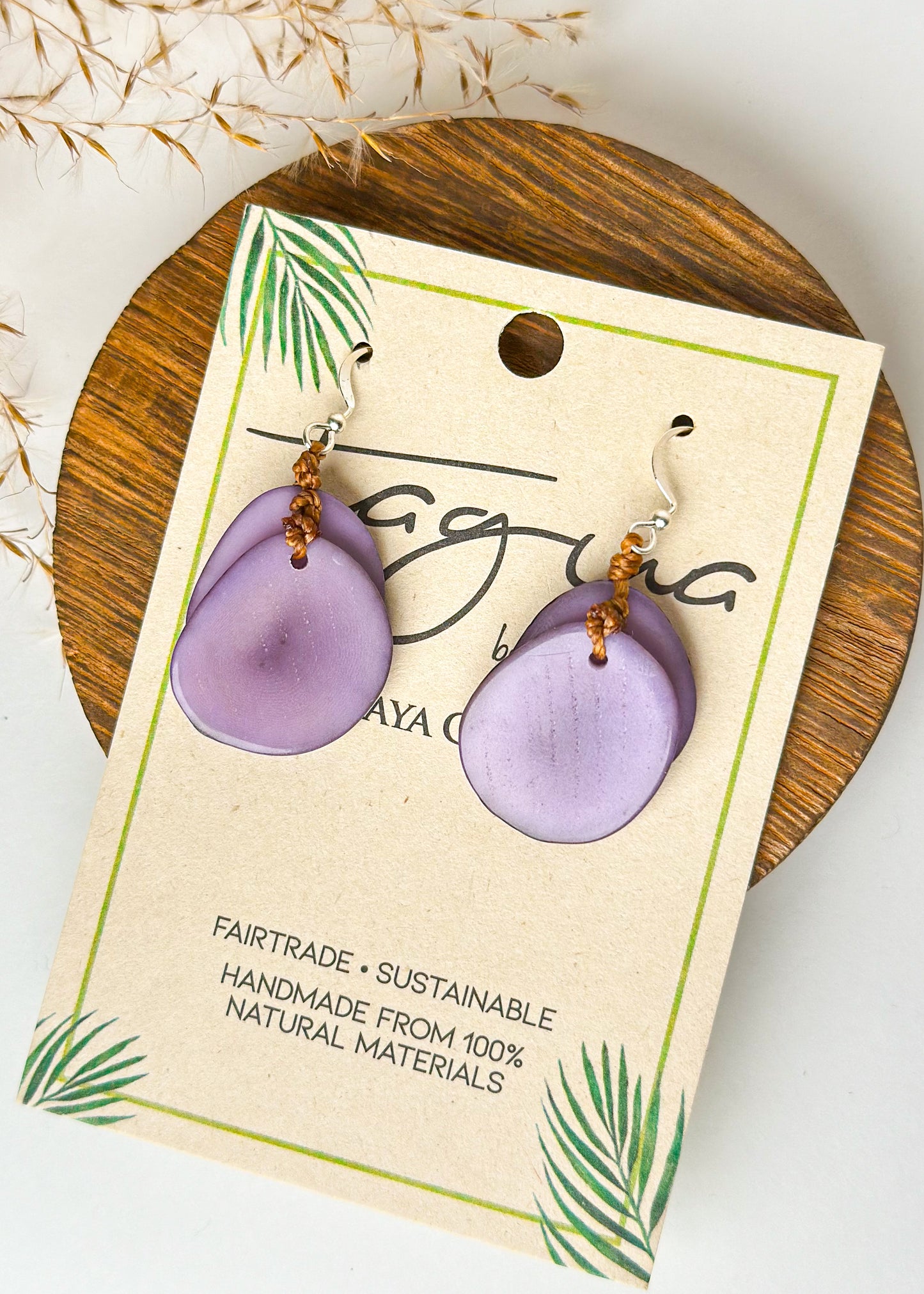 Tagua Fiesta Petal Tiered Earrings - Lavendar