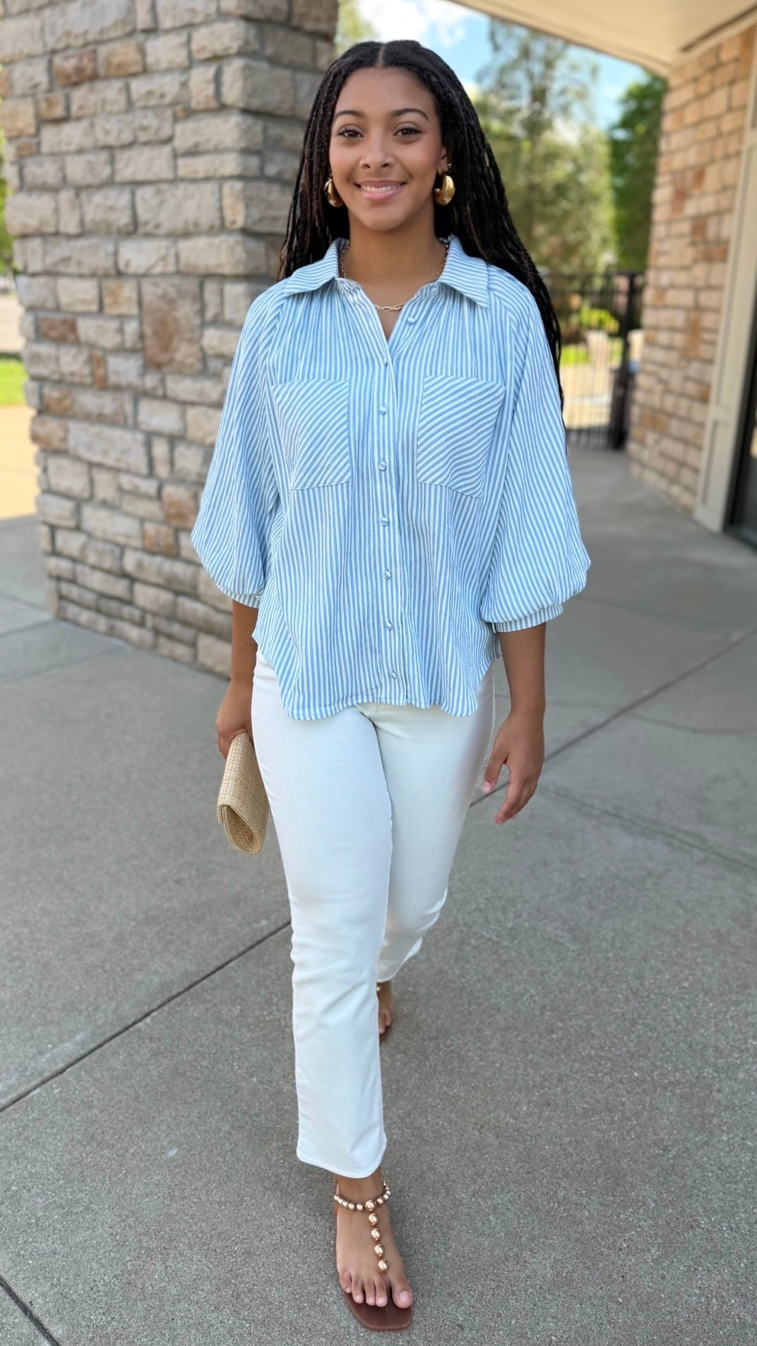 Camille Striped Top - Blue