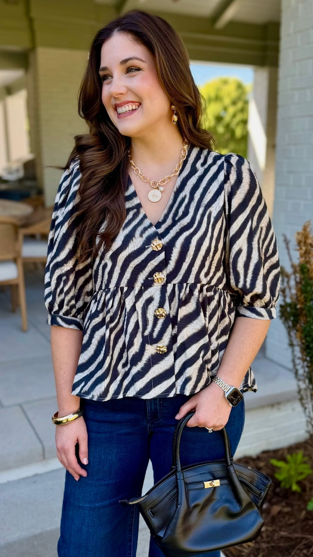 Black Zebra Print Top