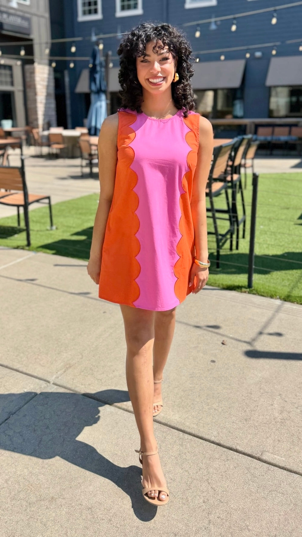 Hailey Sunkist Dress - Orange/Pink