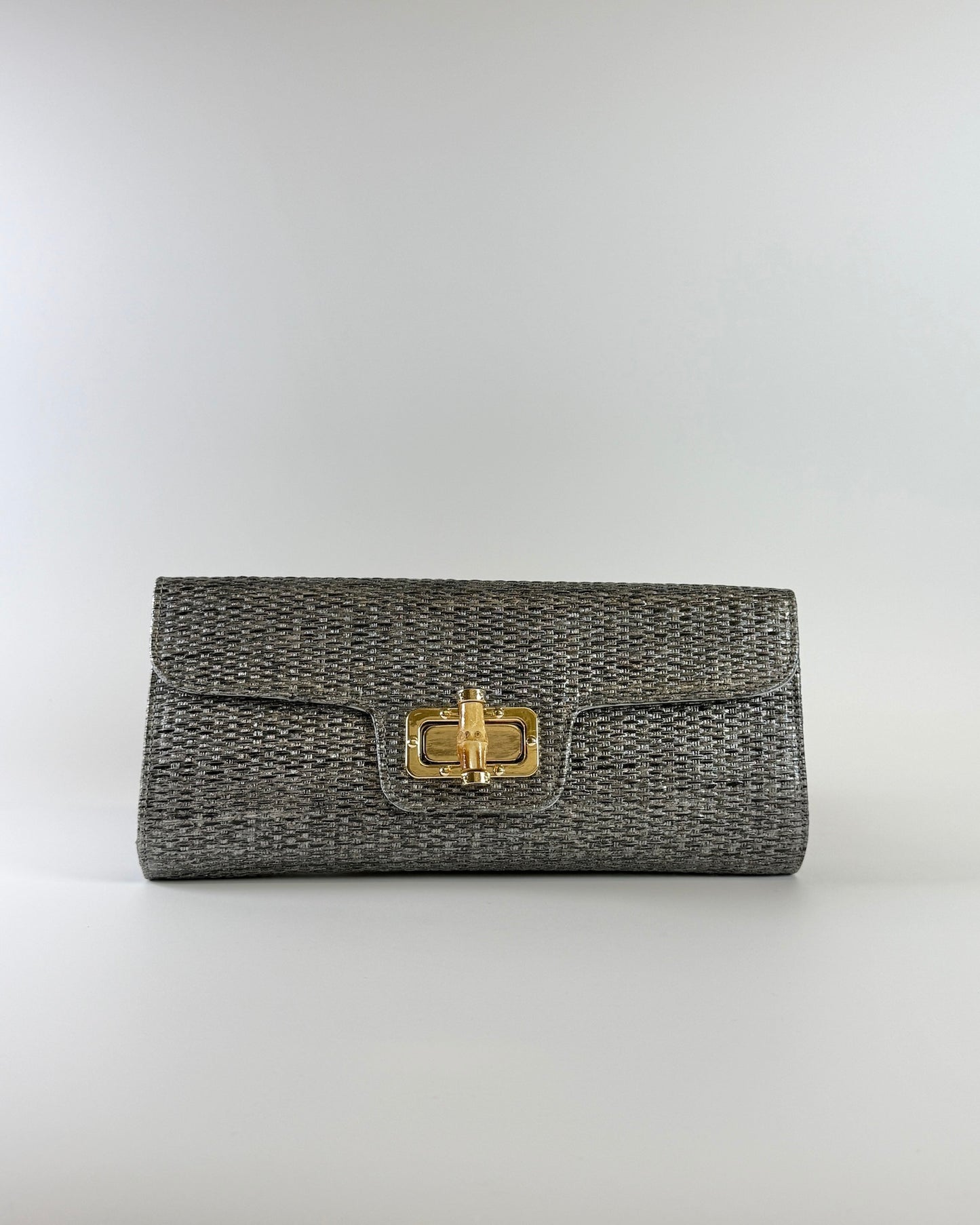 Bamboo Clutch Bag - Pewter