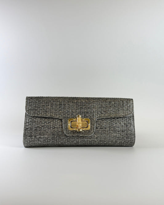 Bamboo Clutch Bag - Pewter