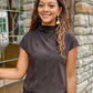 Jacquard Short Sleeve Top - Brown