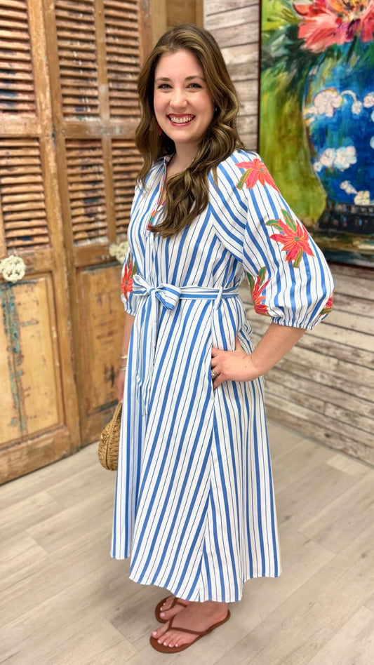 Cadence Flower Dress - Blue