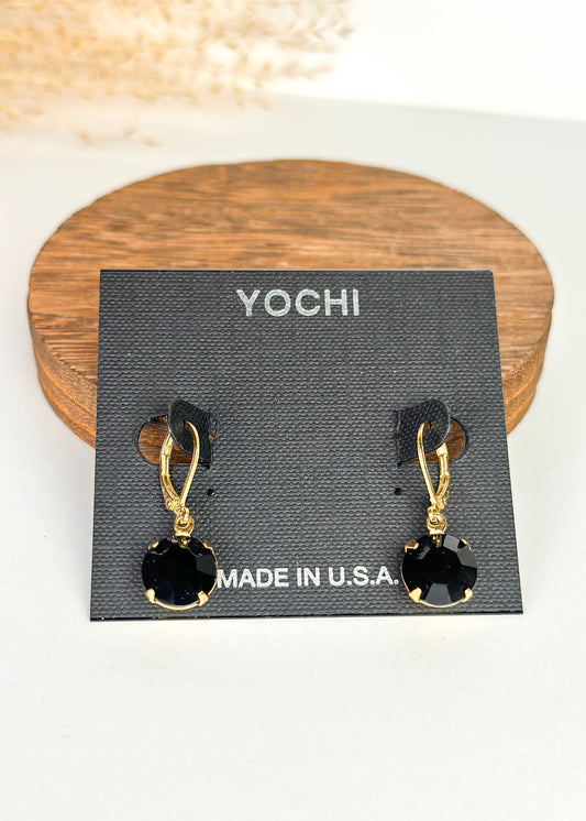 Yochi Crystal Dangle Earring - Black Crystal