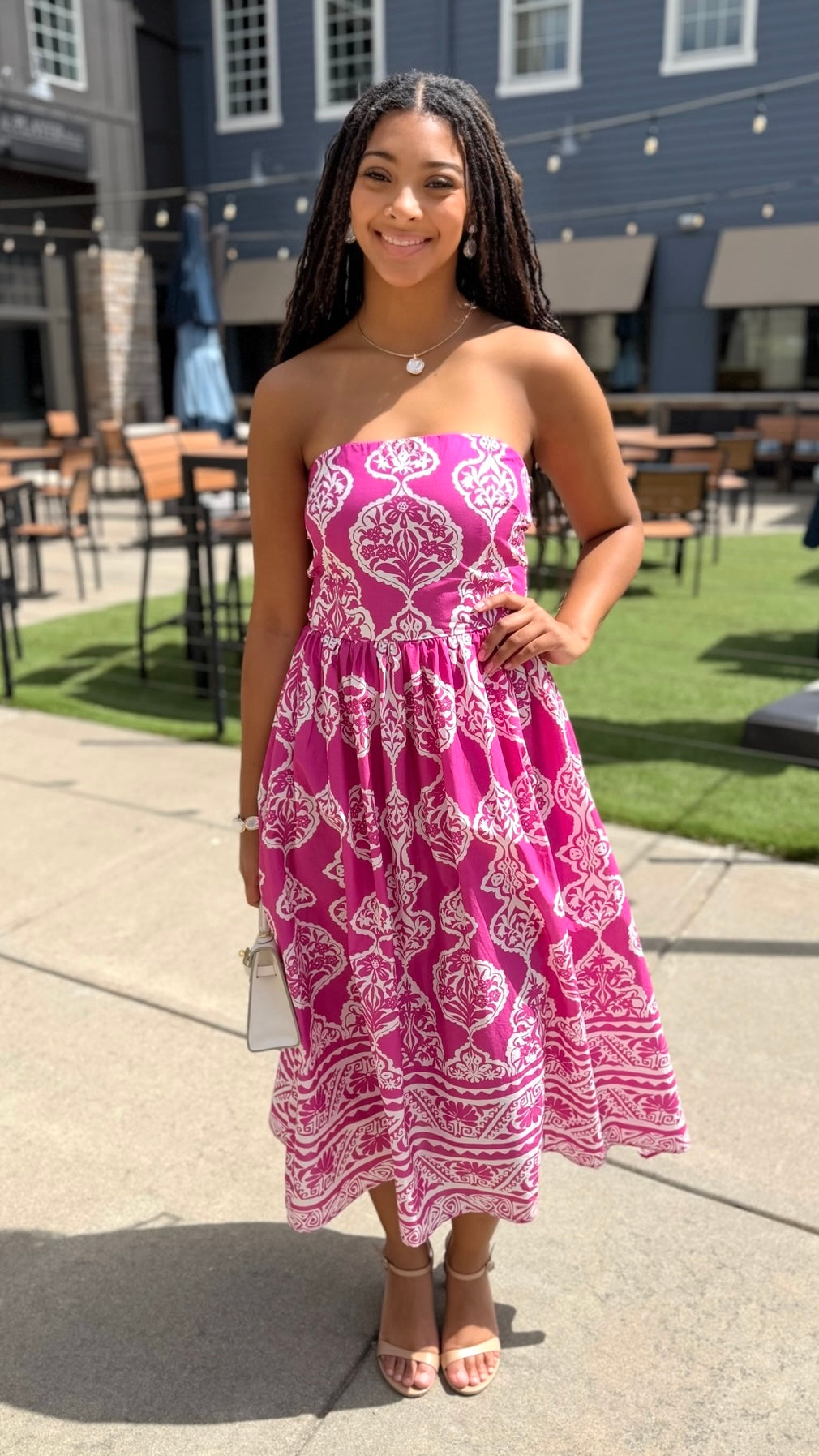 Lola Abstract Dress - Magenta