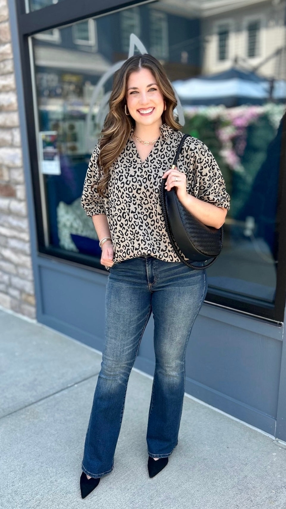 Dani Animal Print Dolman Sleeve Top - Oat
