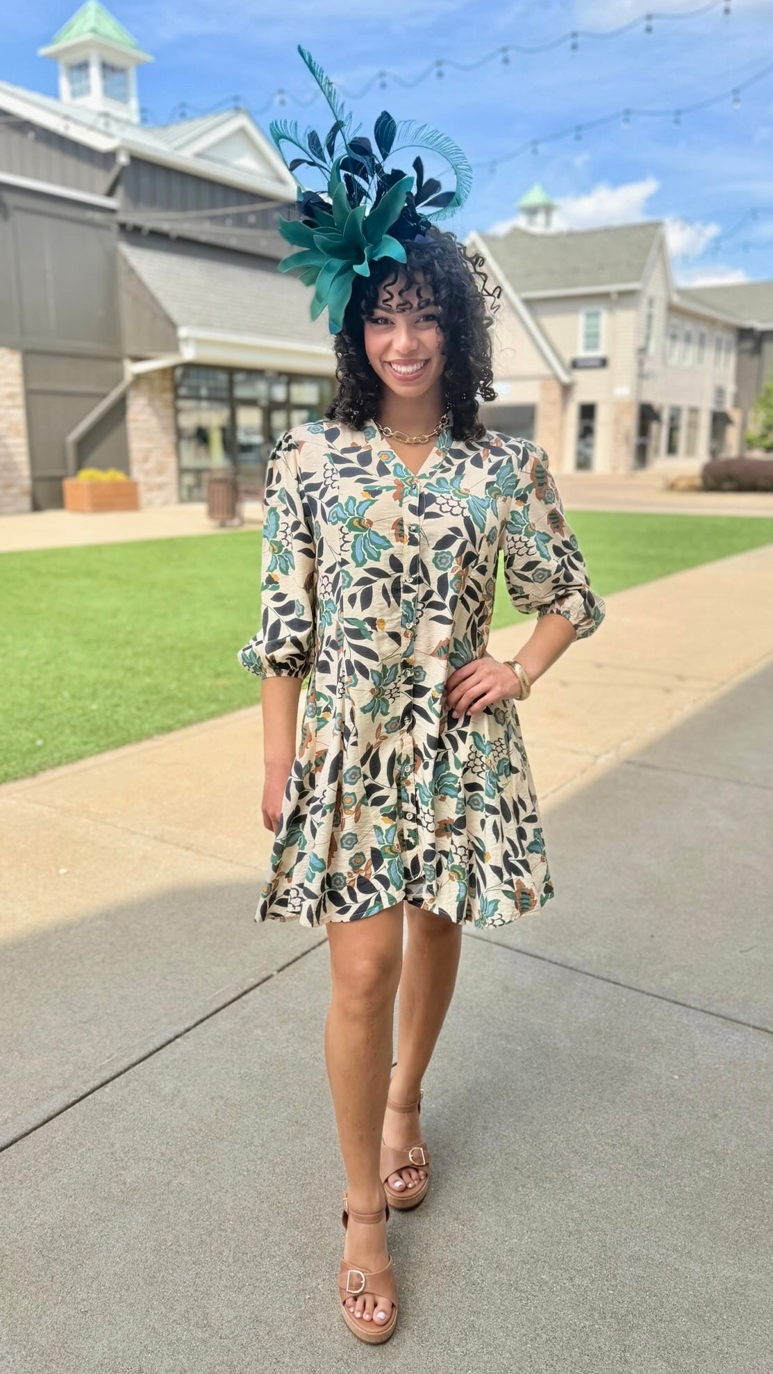 Laura Dress - Ecru/Navy