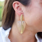 Comb Patterned Leaf Earrings - Gold