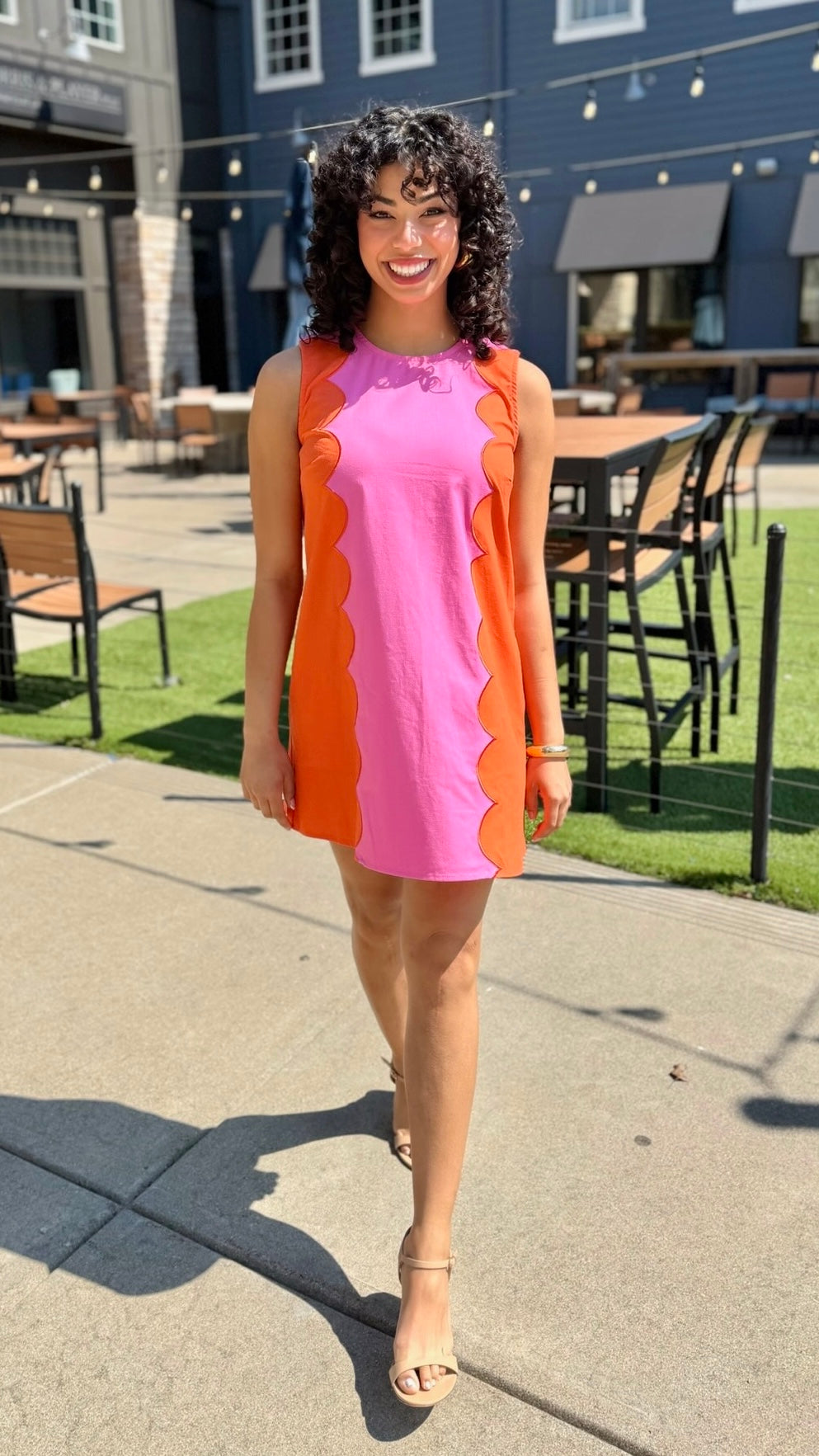 Hailey Sunkist Dress - Orange/Pink
