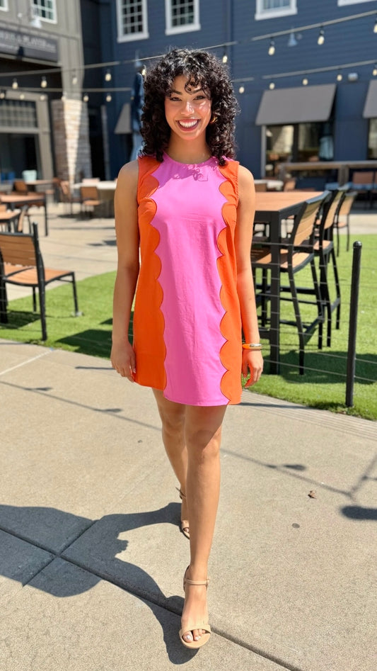 Hailey Sunkist Dress - Orange/Pink