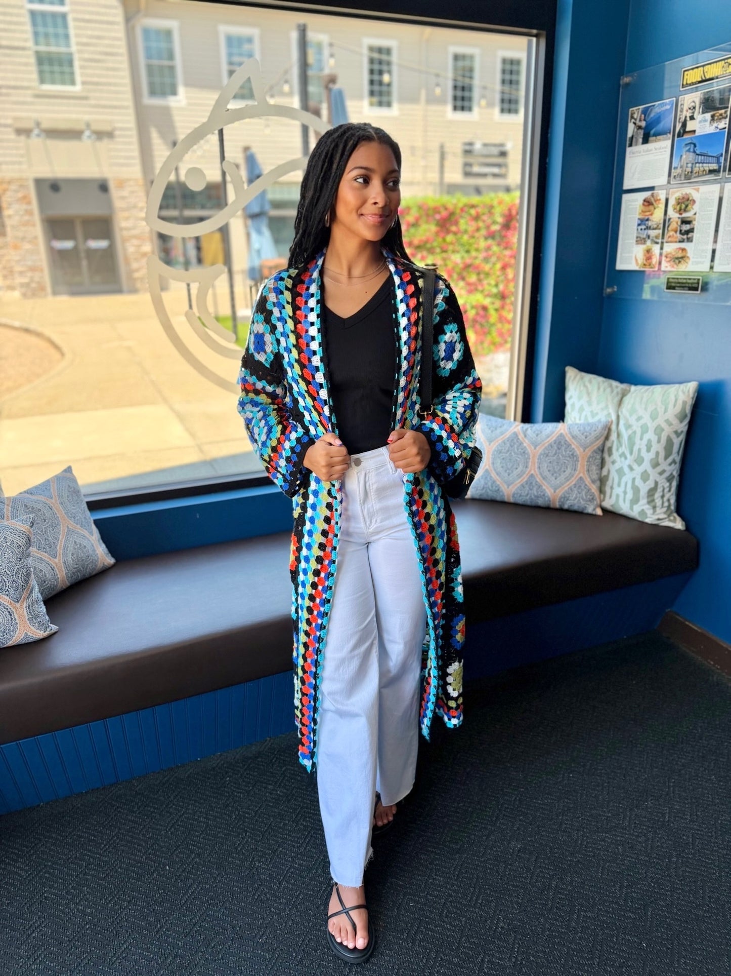 Zoe Crochet Cardigan - Black Multi