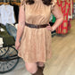 So Faux Suede Flutter Sleeve Dress - Taupe