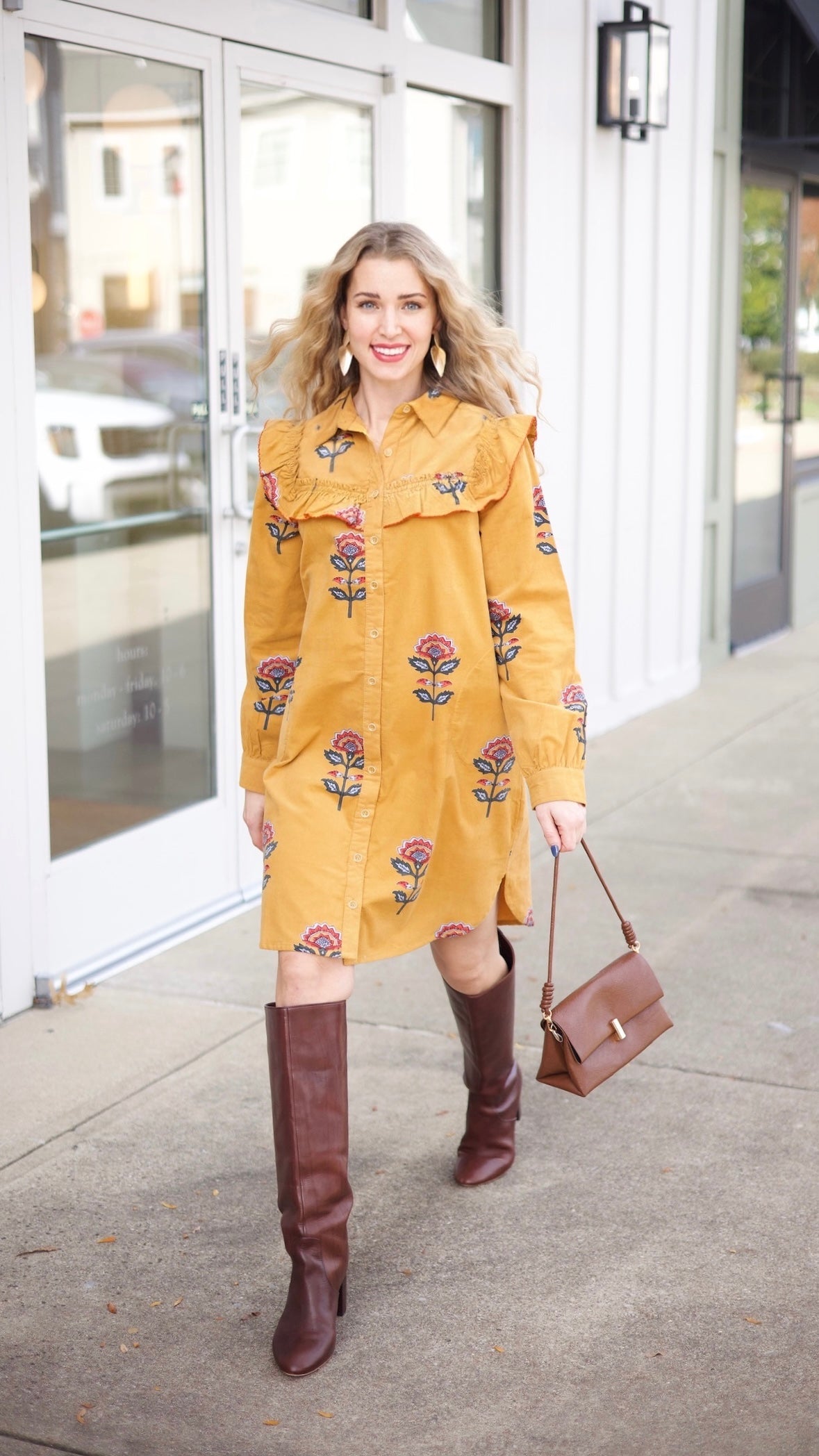 Ivy Jane Ruffled Yoka Shirt Dress - Gold