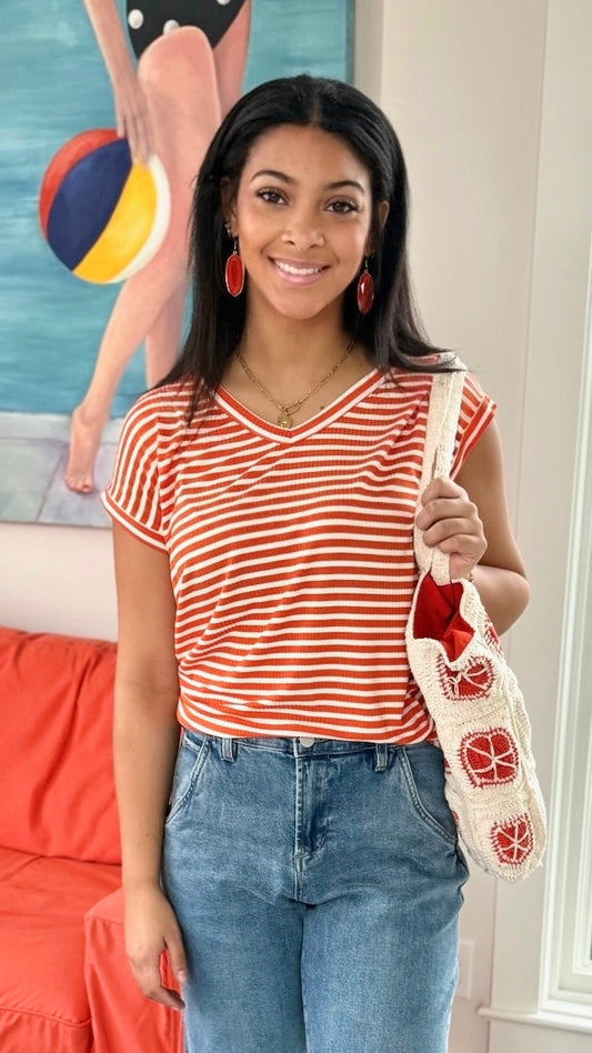 Delilah Stripe Top - Orange