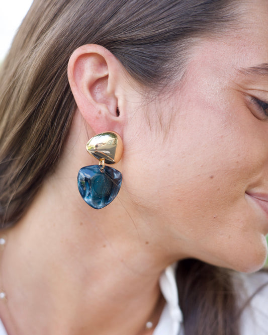 Triangle Drop Earrings  - Navy