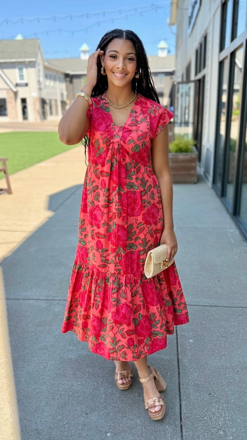 Uncle Frank Midi Dress - Coral