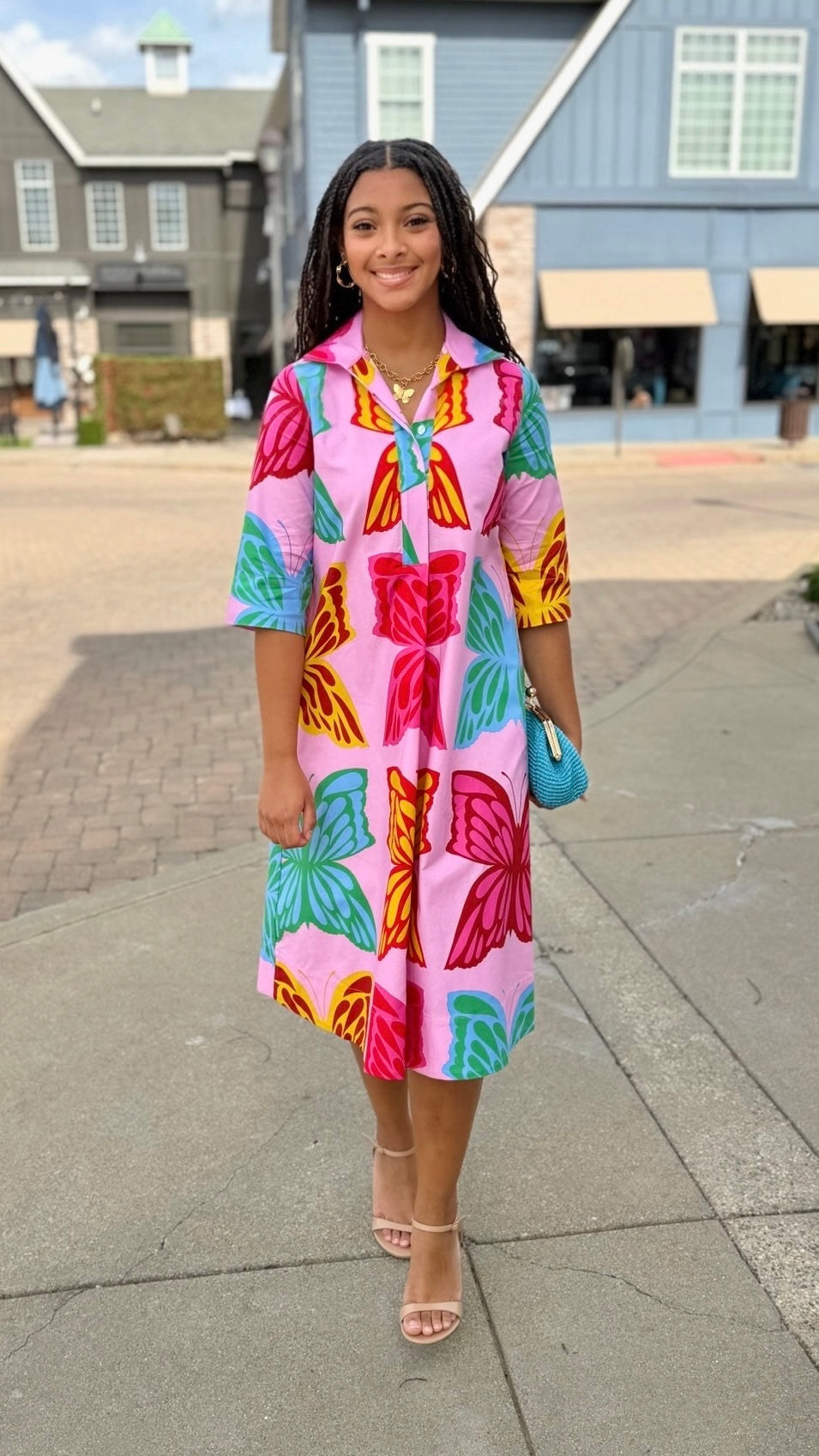 Katherine Swing Shift Dress - Pink