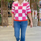 Chelsea Checkered Top - Hot Pink