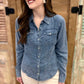 Dear John Delilah Denim Snap Button Top