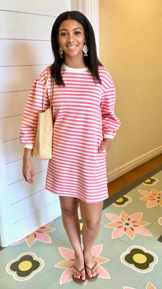 Sadie Stripe Dress - Pink
