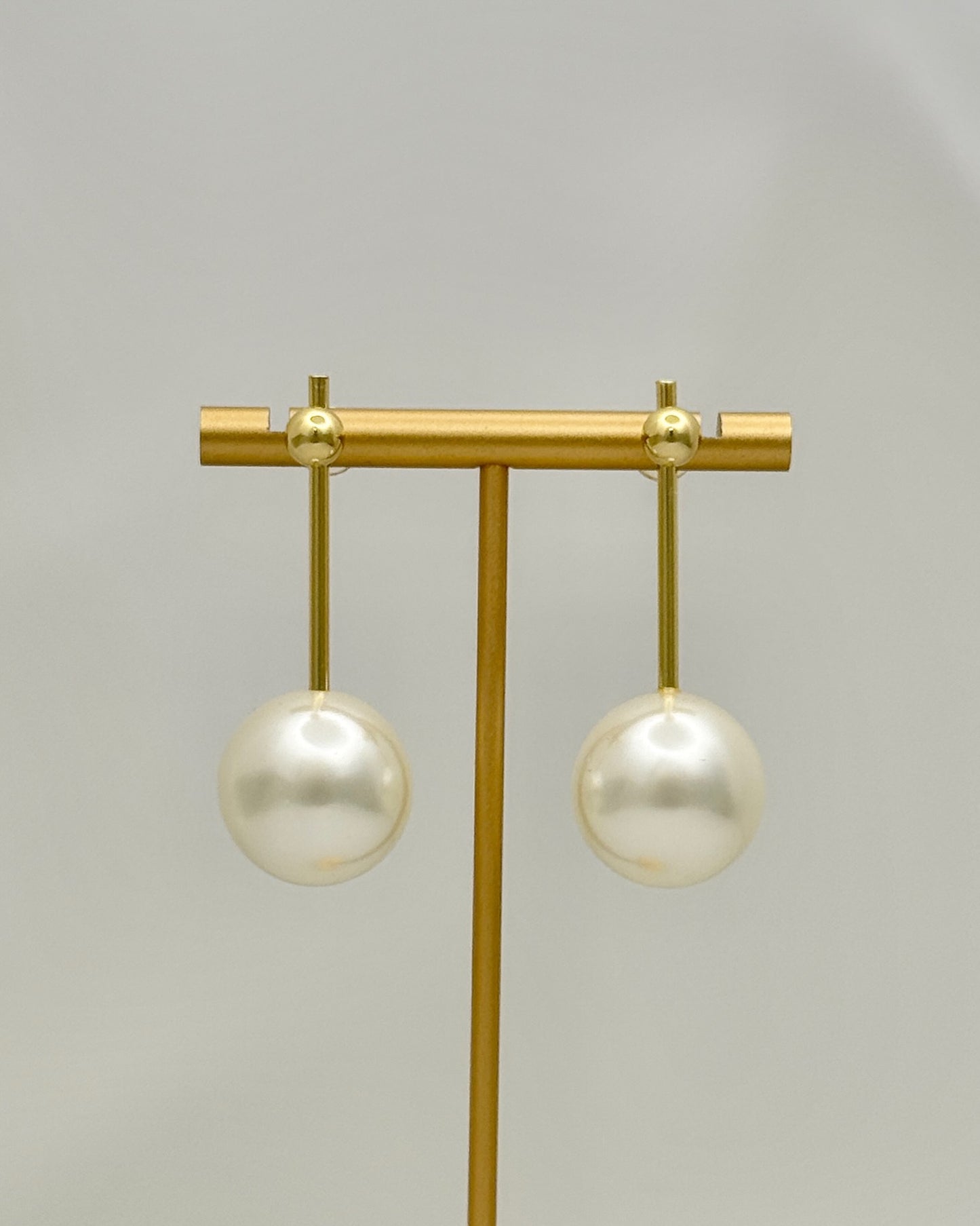 Large Pearl Post Drop Earrings