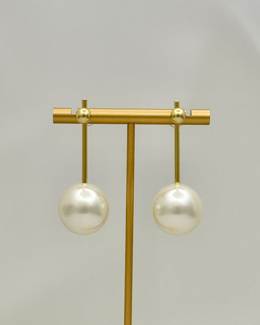 Large Pearl Post Drop Earrings