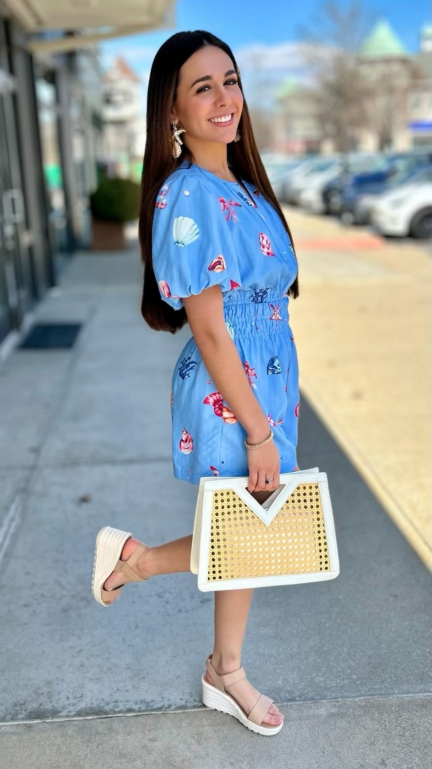 Seashell Romper - Light Blue