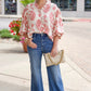 Daniella Button Up Blouse - Ivory & Coral