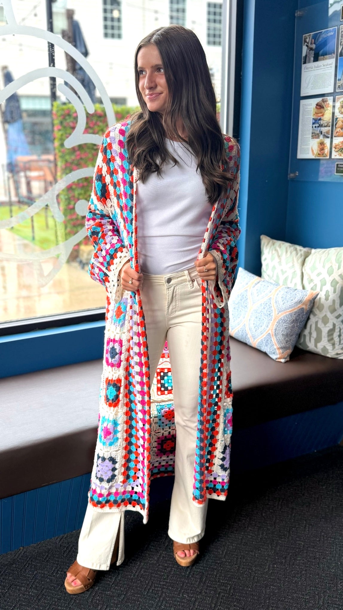 Zoe Crochet Cardigan - Ivory Multi