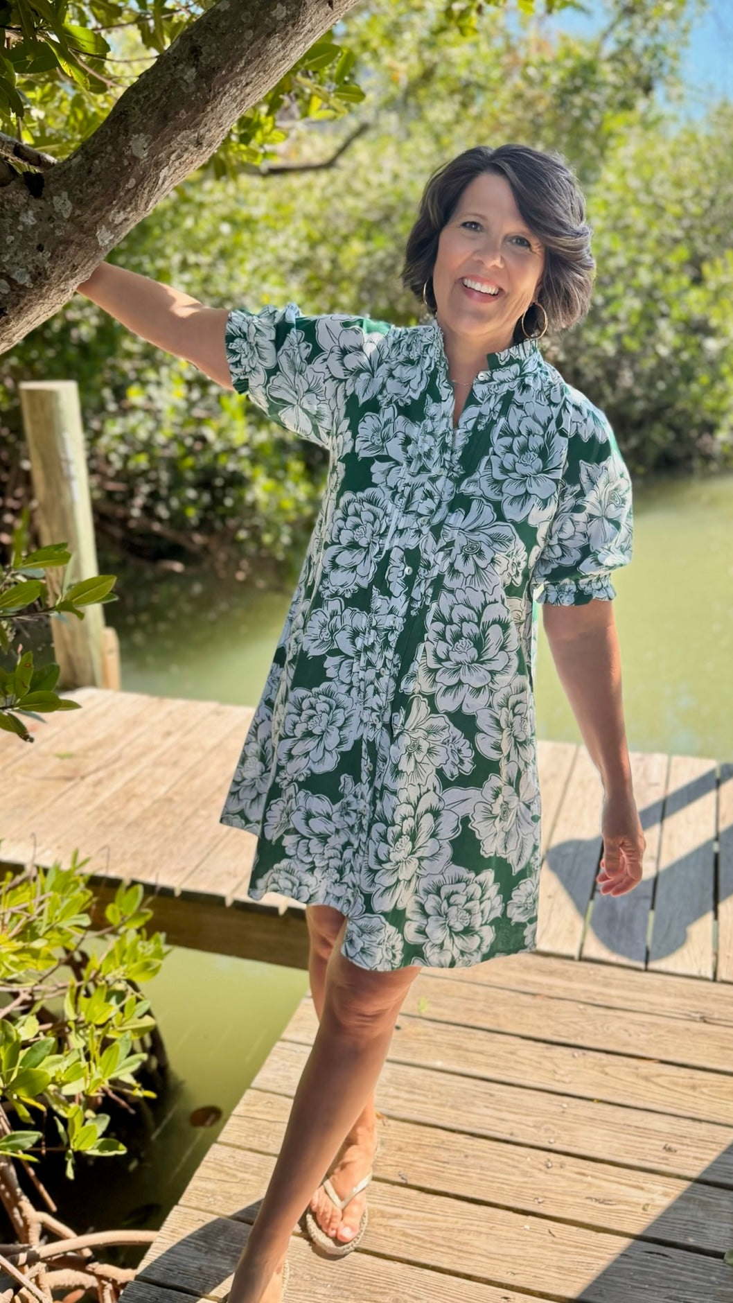 Uncle Frank Pintucked Dress - Green