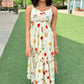 Marie Poppy Midi Dress - Ivory