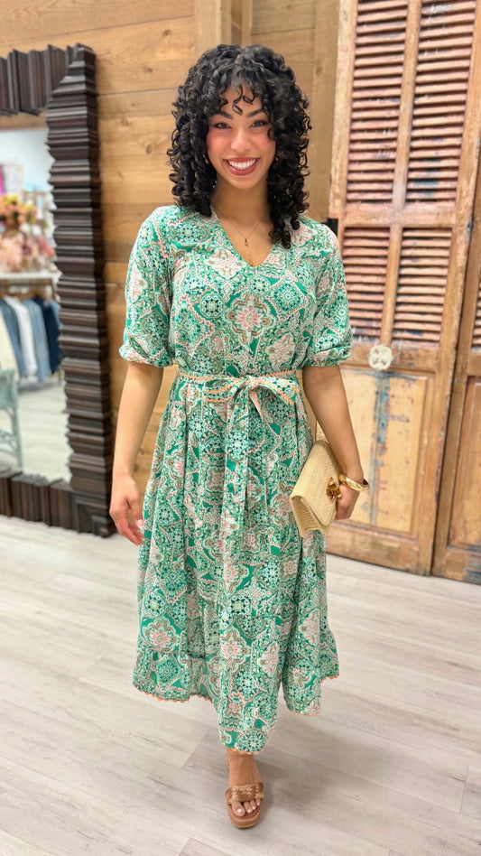 Uncle Frank Midi Tiered Dress - Green