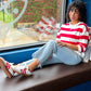 Tami Stripe Pull Over - Red & White