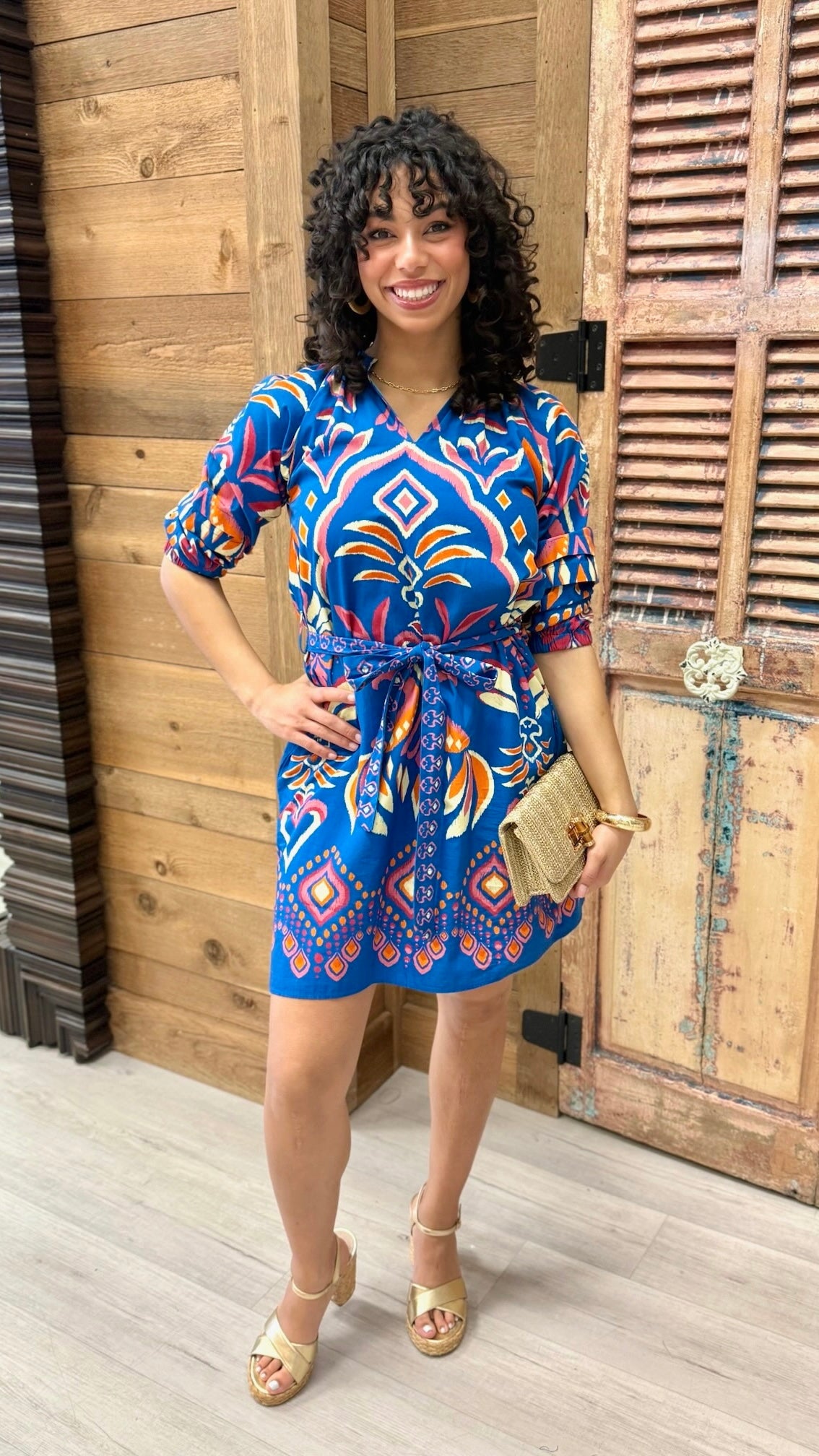 Gia Cobalt Ikat Dress