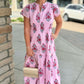 Ivy Jane Shirred Front Midi Dress - Pink Stripe