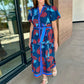 Della Dress - Indigo Feathers